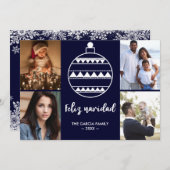 フェリズ・ナビダッド海軍ファミリー写真コラージュのクリスマス シーズンカード (正面/裏面)