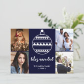 フェリズ・ナビダッド海軍ファミリー写真コラージュのクリスマス シーズンカード (スタンド正面)