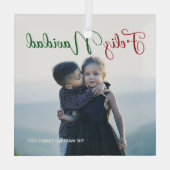 フェリズ・ナビダッド美しい家族の写真クリスマス ガラスオーナメント (裏面)