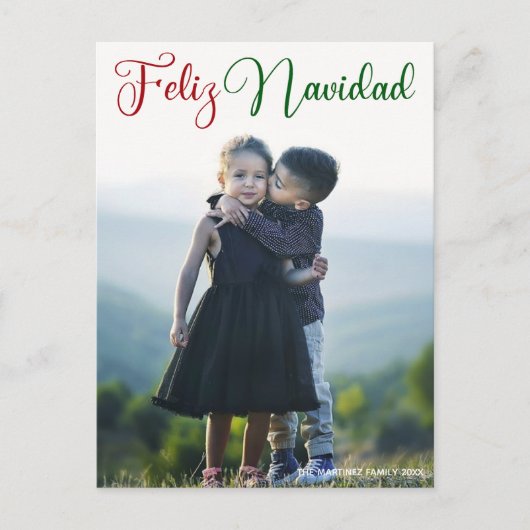 フェリズ・ナビダッド赤い緑のクリスマスフォトスペインの シーズンポストカード (正面)