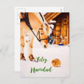 フェリズ·ナビダッド·クリスマス、雪の中に家畜を飼う シーズンポストカード (正面/裏面)