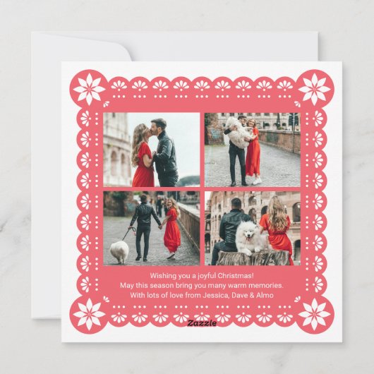 フェリズ・ナビダッド・パペル・ピカド写真クリスマスカード シーズンカード (裏面)