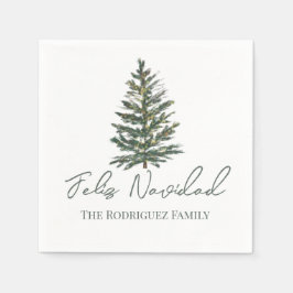 フェリズ・ナビダッド – メリークリスマスツリーとライト スタンダードカクテルナプキン