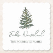 フェリズ・ナビダッド – メリークリスマスツリーとライト ペーパーコースター (正面)