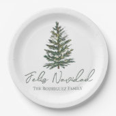 フェリズ・ナビダッド – メリークリスマスツリーとライト ペーパープレート (正面)