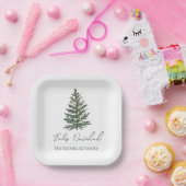 フェリズ・ナビダッド – メリークリスマスツリーとライト ペーパープレート (パーティー)