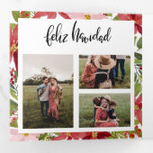 フェリズ・ナビダッド |レッドポインセティアフローラファミリーの写真 三つ折りクリスマスカード (内部最初)