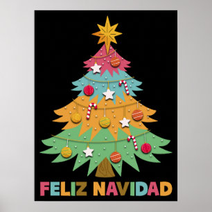 フェリズ・ナヴィダカラフルー・クリスマスツリースペインの・クリスマス ポスター