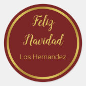 フェリズ・ナヴィダッド・オロ・イ・ロホ・オスキュロ・コン・ノムブレ ラウンドシール (正面)