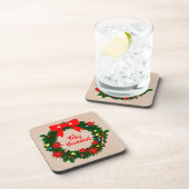 フェリズ・ナヴィダッド・メリークリスマスプラスチックのセット，コルク コースター (右側)