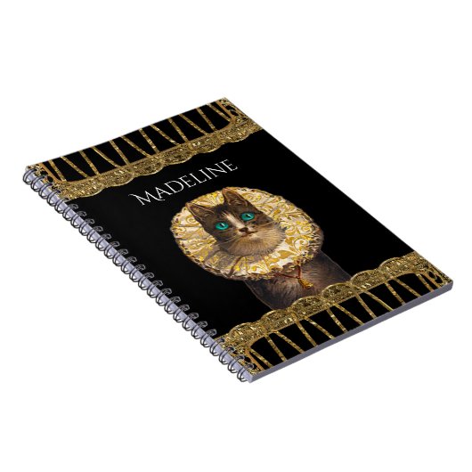 フェリセットナイトかわいらし子猫モノグラム ノートブック (右側)