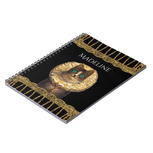 フェリセットナイトかわいらし子猫モノグラム ノートブック (左側)