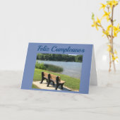 **フェリツクンプレアノ**-ハッピーバースデー スペインの カード (黄色い花)