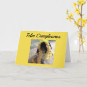 **フェリツクンプレアノ**-ハッピーバースデー スペインの カード (黄色い花)