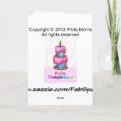 フェリツクンプレスペインのーニオスおもしろいお誕生日ケーキピンク カード (裏面)