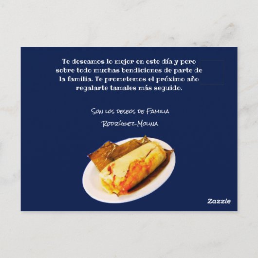 フェリツクンプレーニョストゥエルコメロンデタマレス ポストカード (裏面)