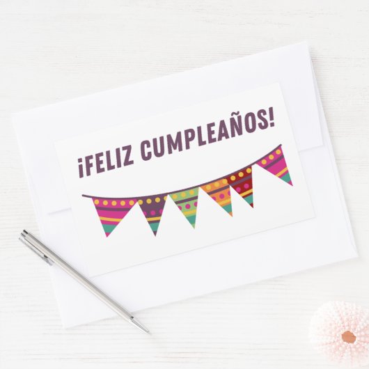 フェリツクンプレーニョスペインのスハッピーバースデー 長方形シール (封筒)