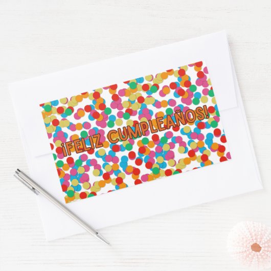 フェリツクンプレーニョスペインのスハッピーバースデー 長方形シール (封筒)