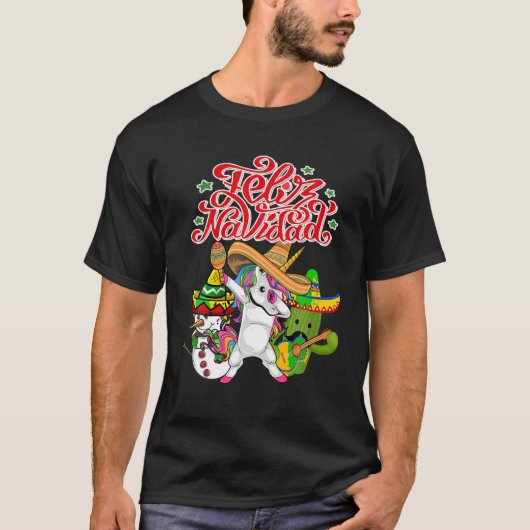 フェリツナビダードユニコーンサボスメキシおもしろいコクリスト Tシャツ (正面)