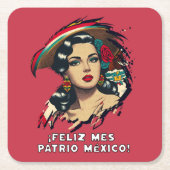 フェリツメスパトリオメキシコインディペンデンスシャツ スクエアペーパーコースター (正面)