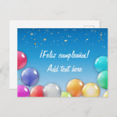 フェリツ・カンプレ!誕生日スペインのカード インビテーションポストカード (正面/裏面)