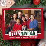 フェリモダンズ・ナヴィダッド家族写真赤 ポストカード<br><div class="desc">Feliz Navidadモダン家族の写真グリーンと赤のクリスマスポストカード</div>