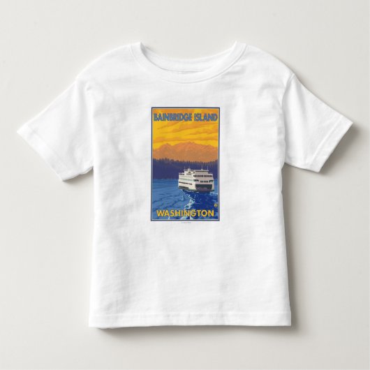 フェリーおよび山- Bainbridgeの島、WA トドラーTシャツ (正面)
