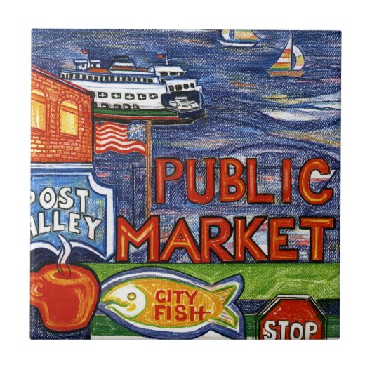 フェリーが付いているポストの細道 タイル (正面)