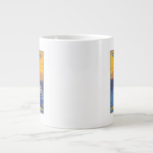 フェリーとマウンテンズ-ビクトリア(BCカナダ) ジャンボコーヒーマグカップ (正面)