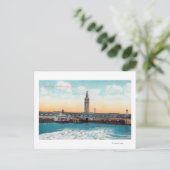 フェリーのドックと塔の眺め ポストカード (スタンド正面)