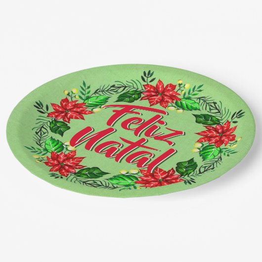 フェリーズ・ナタール・ポルトガル・メリークリスマス9» ペーパープレート (アングル)