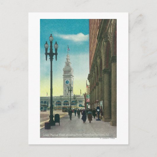 フェリータワーを見せるStの低市場の眺め ポストカード (正面)