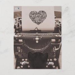 フェリーニ キャット タイピング バレンタイン ハート - シーズンポストカード