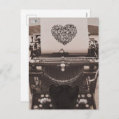 フェリーニ キャット タイピング バレンタイン ハート - シーズンポストカード (正面/裏面)