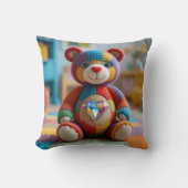 フェルカラフルトされたテディベア クッション (正面)