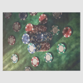 フェルトに積まれたポーカーチップ、ゲーム 薄葉紙