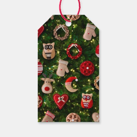フェルトのオーナメントが付いたクリスマスツリー ギフトタグ (裏面)