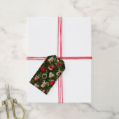 フェルトのオーナメントが付いたクリスマスツリー ギフトタグ (より糸付き)