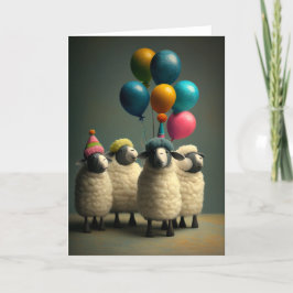 フェルトの羊の誕生日パーティーグリーティングカード サンキューカード