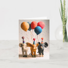 フェルトエレファントパーティーグリーティングカード カード