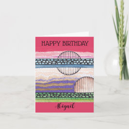 フェルトップファンタジー、混合メディア、あなたの名前、誕生日 カード