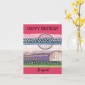 フェルトップファンタジー、混合メディア、あなたの名前、誕生日 カード (黄色い花)