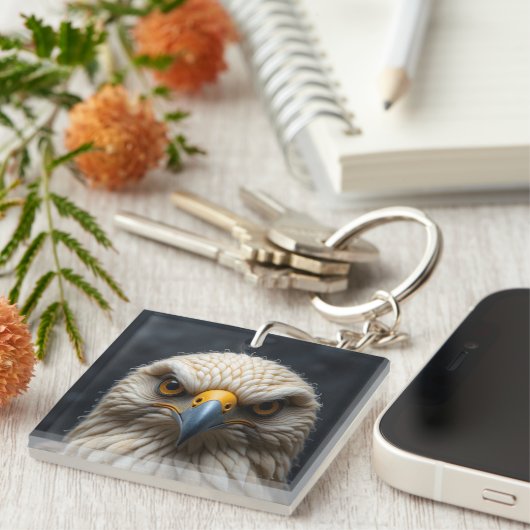 フェルトバードポートレート キーホルダー (正面右)