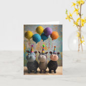 フェルトヒポス誕生日カードとバルーン カード (黄色い花)