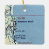 フェルナンディナビーチFLヴィンテージマップ セラミックオーナメント (正面)