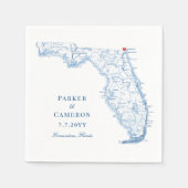 フェルナンディーナフロリダマップエレガントウェディング スタンダードカクテルナプキン (正面)