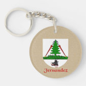 フェルナンデス州旗とスペイン国旗の歴史的盾 キーホルダー (正面)