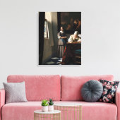 フェルメール - 使用人を伴う手紙を書く貴婦人 キャンバスプリント (インサイチュ (リビング))