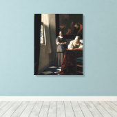 フェルメール - 使用人を伴う手紙を書く貴婦人 キャンバスプリント (インサイチュ (ウッドフロア))