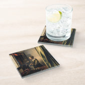 フェルメール - 窓辺で手紙を読む少女 ガラスコースター (アングル)